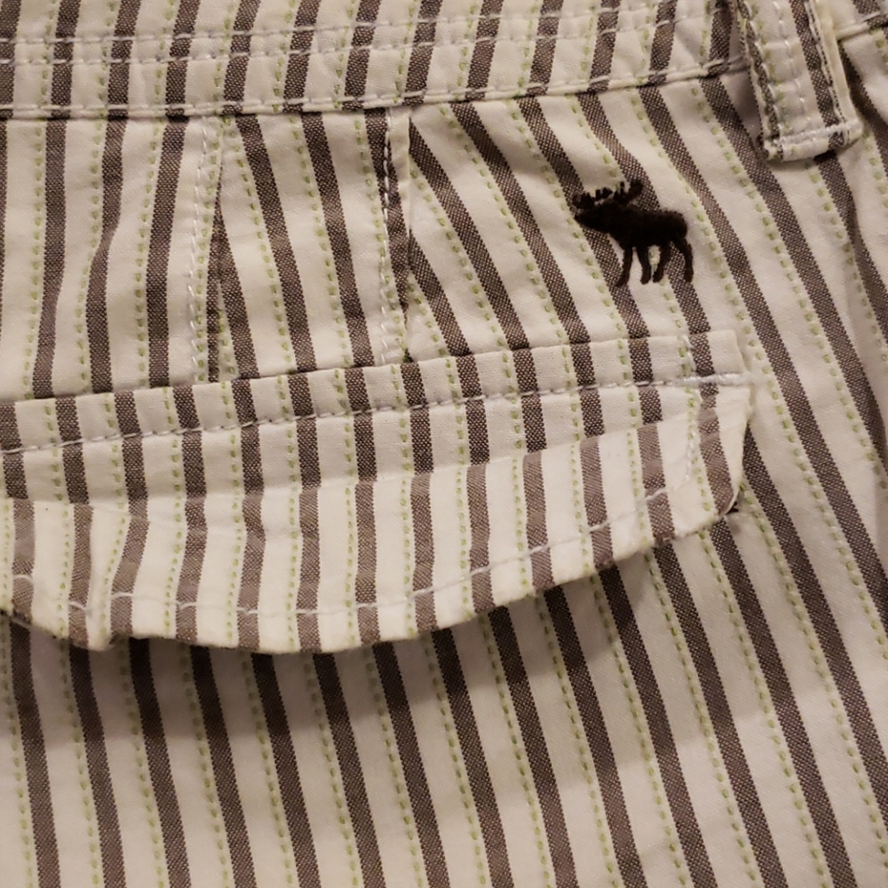 Abercrombie & Fitch Women's Striped Cotton Shorts - White/Navy - Picture 4 of 5